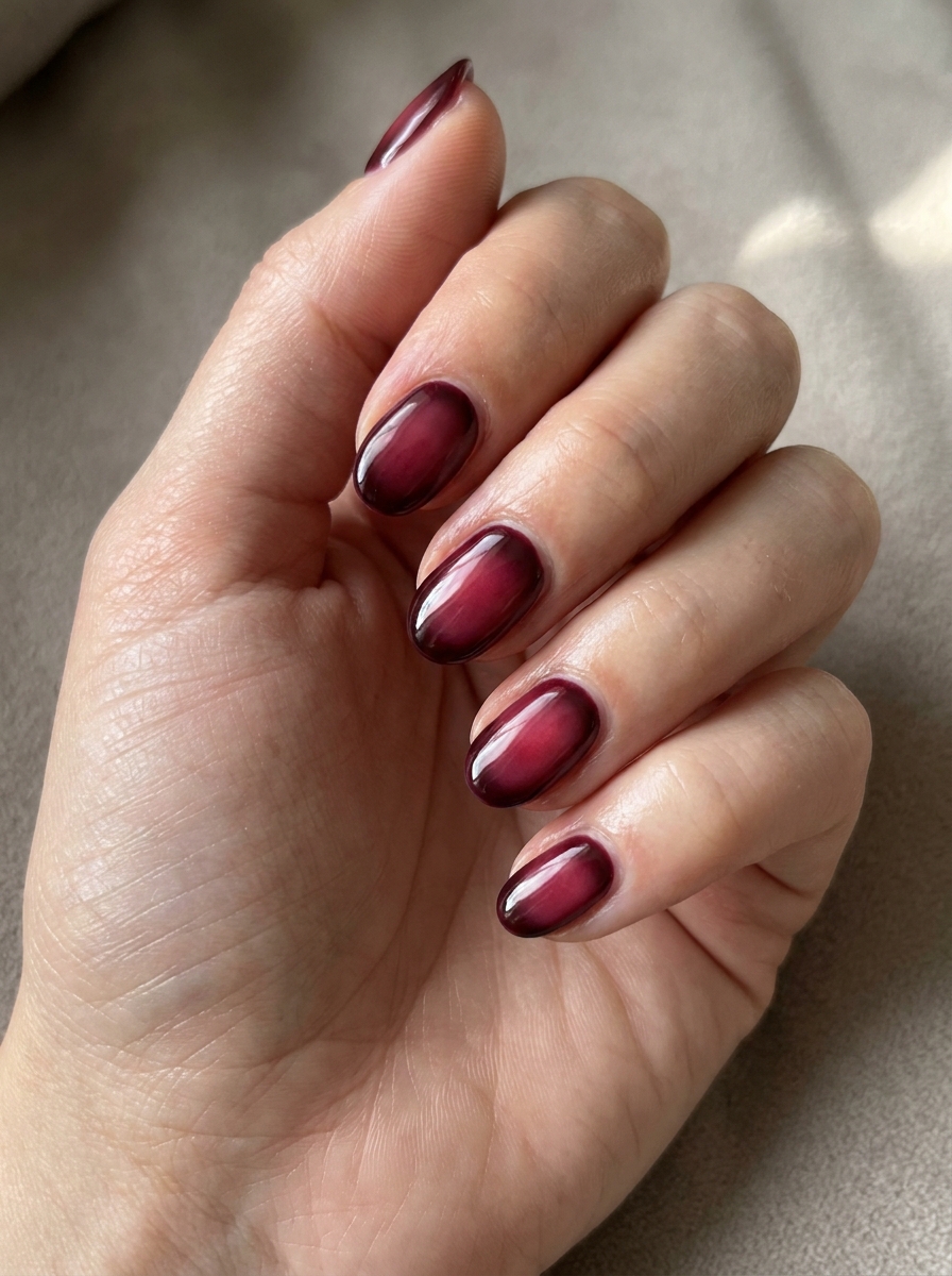 Burgundy Aura Nails als Dunkelrote Nägel Ideen Inspiration 2026